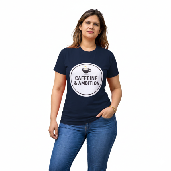 Motivational Caffeine & Ambition" Red Tee – Premium Cotton T-Shirt - Image 2