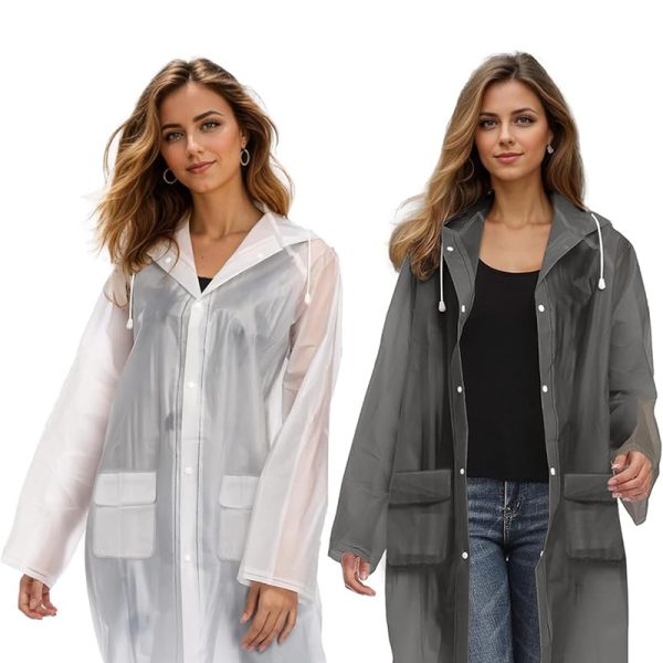 Unisex Reusable EVA Fashion Raincoat with Hood - Image 4