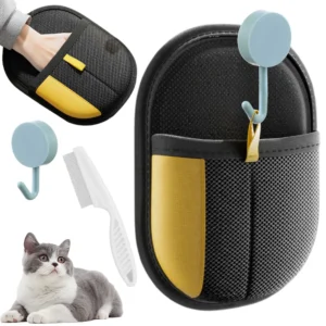 Electrostatic Gloves Multi-Function Pet Grooming Gloves with Brush & Hook Anti Static Hair Removal Glove for Dogs and Cats