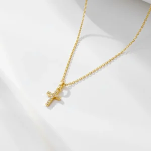Delicate Cross 925 Sterling Silver Pendant Necklace Adjustable