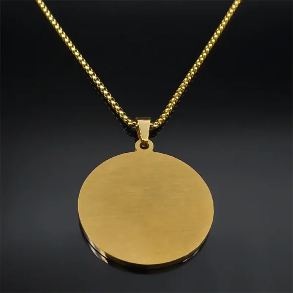 Arabic Quran Allah Medal Necklace for Women Men Rhinestone Stainless Steel Gold Color Islam Muslim Chain Jewelry collar NZZZ490 - Image 3