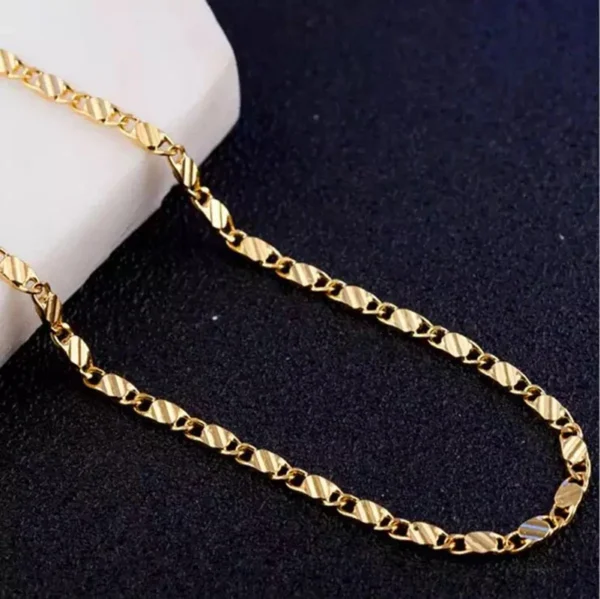 Fashion 18k Gold Necklace 2MM 16/18/20/22/24/26/28/30 Inch Side Chain Necklace For Women Men Jewelry 925 Silver Necklace - Image 4