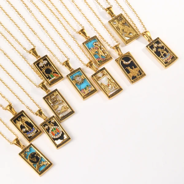 Original New Tarot Queen Lover Magician Moon Necklace - 18K Gold Plated Decoration Stainless Steel Jewelry - Image 5