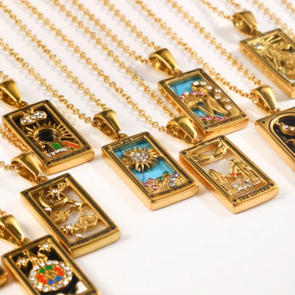Original New Tarot Queen Lover Magician Moon Necklace - 18K Gold Plated Decoration Stainless Steel Jewelry