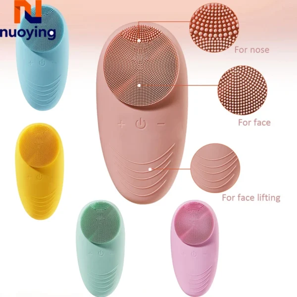 New products mini silicone face scrubber brush vibration acne Facial Cleaner ionic silicon electric brush face cleaning brush - Image 6