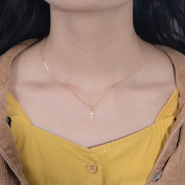 Delicate Cross 925 Sterling Silver Pendant Necklace Adjustable - Image 3