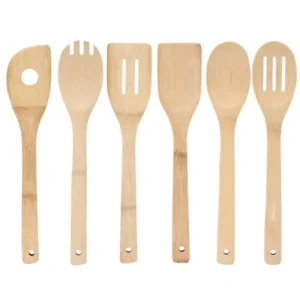 Wooden Cooking Utensil Set Bamboo Kitchen Spatula Spoons - Tools Long Handle Honey Coffee Milk Teaspoon Spice Condiment Scoops