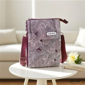 Zipper crossbody phone bag made of garden fabric - five-layer crossbody bag for women