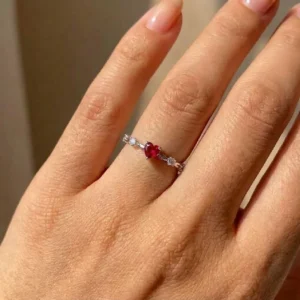 925 Sterling Silver Exquisite Red Love CZ Engagement Proposal Rings for Women Thin Band Aesthetic Female Fashion Jewelry Gift