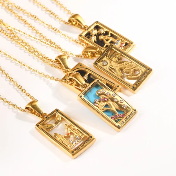 Original New Tarot Queen Lover Magician Moon Necklace - 18K Gold Plated Decoration Stainless Steel Jewelry - Image 6