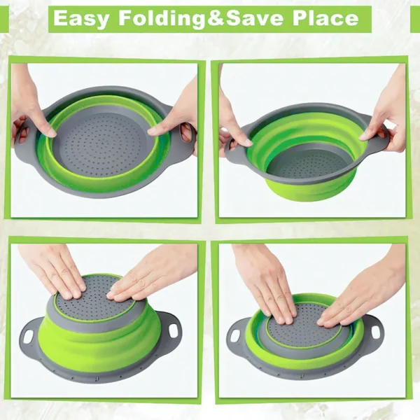 Silicone Vegetable and Fruit Cleaning and Drainage Basket - Cleaning Basket  Folding Water Filter Net Kitchen Gadgets - Image 4