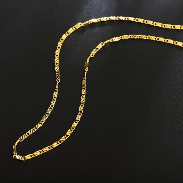 Fashion 18k Gold Necklace 2MM 16/18/20/22/24/26/28/30 Inch Side Chain Necklace For Women Men Jewelry 925 Silver Necklace - Image 6