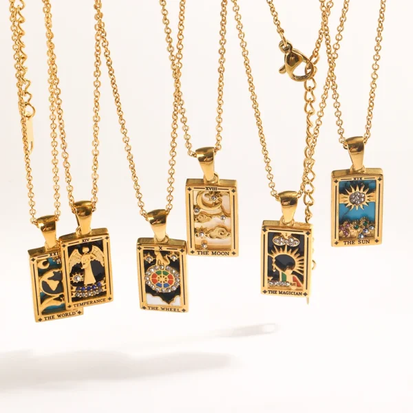 Original New Tarot Queen Lover Magician Moon Necklace - 18K Gold Plated Decoration Stainless Steel Jewelry - Image 2