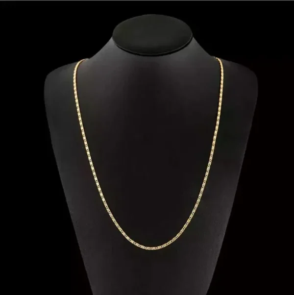 Fashion 18k Gold Necklace 2MM 16/18/20/22/24/26/28/30 Inch Side Chain Necklace For Women Men Jewelry 925 Silver Necklace - Image 7