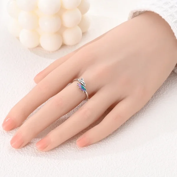Luminous Firefly 925 Sterling Silver Ring Sparkling Rainbow Color Heart Wishbone Flower Original Rings For Women Wedding Jewelry - Image 4