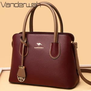 2 Layers Quality Leather Luxury Handbags for Women - Designer Crossbody Bags for Women