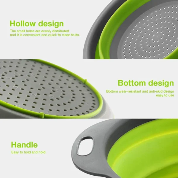 Silicone Vegetable and Fruit Cleaning and Drainage Basket - Cleaning Basket  Folding Water Filter Net Kitchen Gadgets - Image 5
