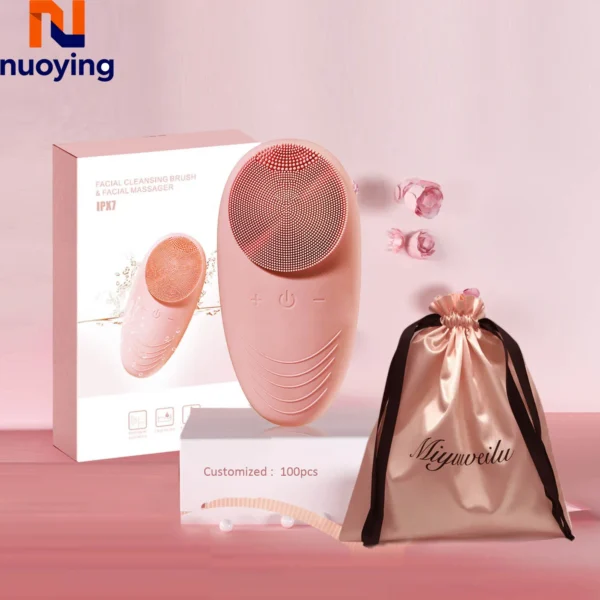 New products mini silicone face scrubber brush vibration acne Facial Cleaner ionic silicon electric brush face cleaning brush - Image 2