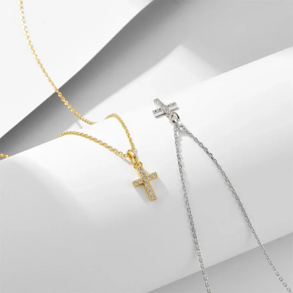Delicate Cross 925 Sterling Silver Pendant Necklace Adjustable - Image 4