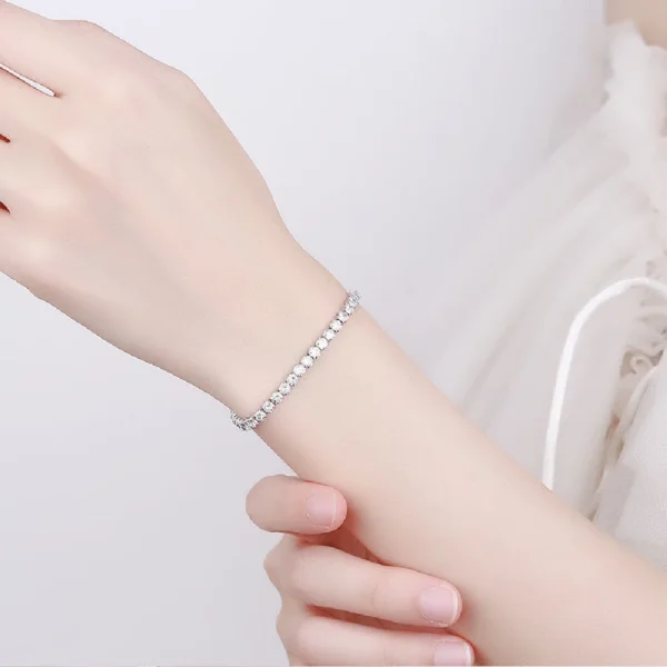 925 Sterling Silver Bracelet 4 mm - Light Luxury Zircon Star Bracelet Net Celebrity Style Fashion - Image 3