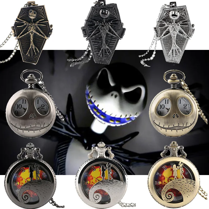 kf-HTB11og.XVzsK1Rjy1Xbq6xOaFXai Retro Skull Punk Chain Necklace Quartz Pocket Watch Jack Pendant Jewelry Fob Necklace Watches for Men Women Kids - Image 1