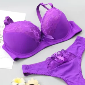 Push Up Bra Sets Padded Lace Middle Mold Cup Underwear For Women BCDE Plus Size Lingerie