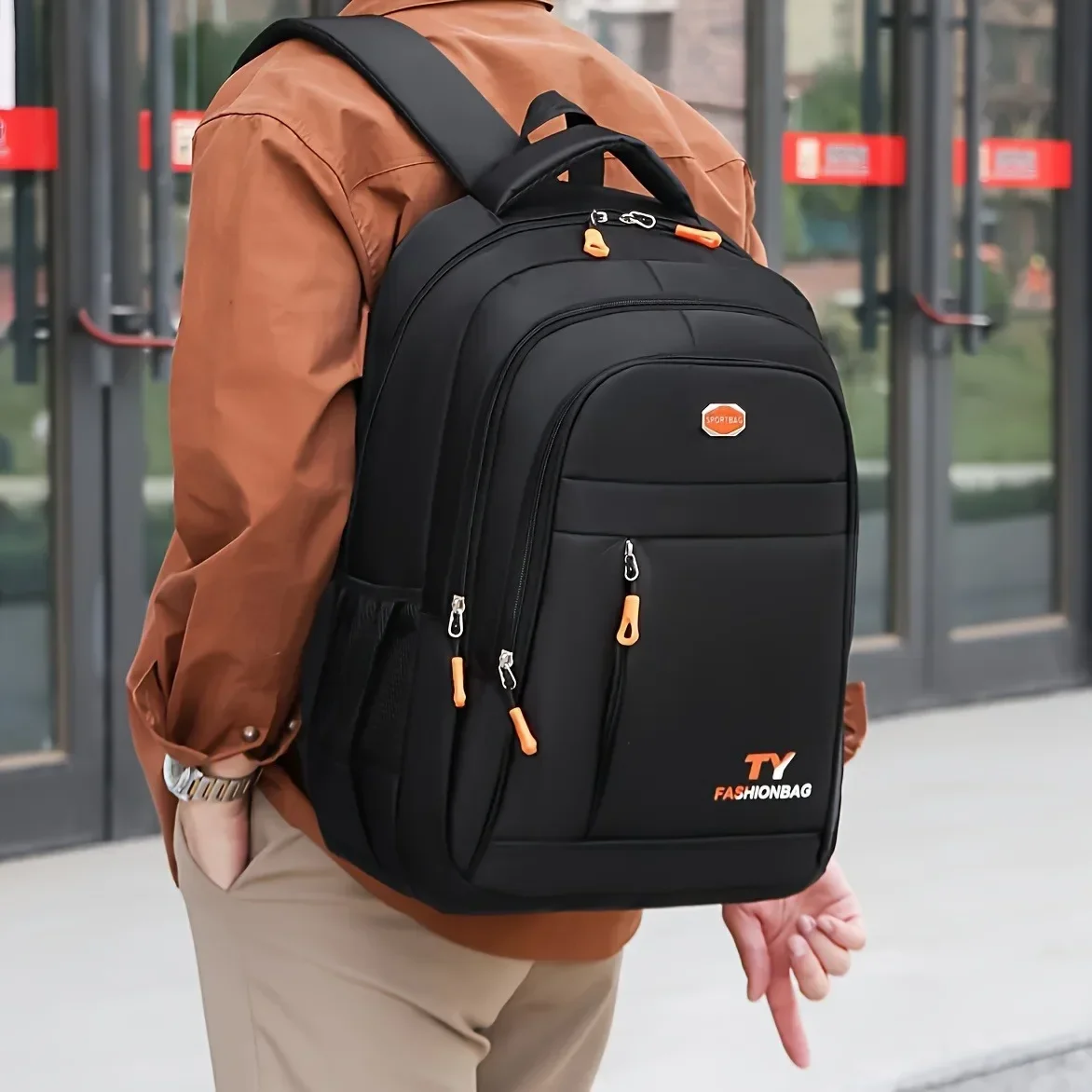 kf-S023ab0ed23c246b0b0cf713d610c3fc6m Men's Large Capacity Waterproof Backpack – Casual Everyday Rucksack with Adjustable Straps – Professional Laptop and Computer Travel Bag for Work, College, and Business - Image 1