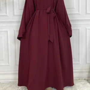 Modest Solid Color Muslim Abaya for Women - Long Sleeve Ramadan Eid Dress - Turkey Dubai Arab Kaftan Robe Evening Gown