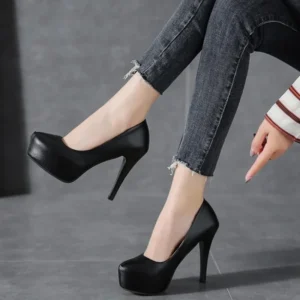 High Heels Women Stiletto Princess Waterproof Platform Super Pumps Single Work Shoes Black Woman's Wedding Shoes - Image 5