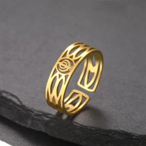 Fashion Sikhism Symbol Rings For Women Men Stainless Steel Adjustable Classic Sikh Khanda Ring Religious Amulet Jewelry