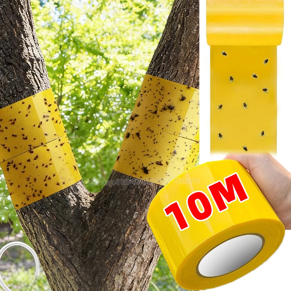 kf-S4ca5a6866ff54e23956579aa631b32daV Yellow Sticky Fruit Fly Traps – Double-Sided Gnat Catcher Tape and Flying Insect Killer – Waterproof Fungus Gnat, Aphid, and Whitefly Control for Indoor Plants, Outdoor Garden, and Greenhouses - Image 1