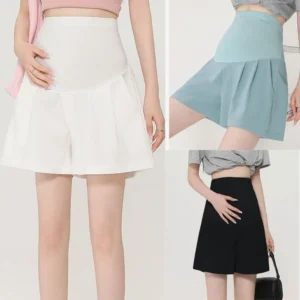 Maternity Summer Shorts Breathable Polyester Loose Fit Pregnancy Trousers Supportive Waistband For Expecting Women 15UB