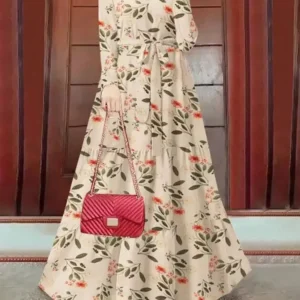 Printed Muslim Abaya Dress with Waist Sash - Elegant Ramadan Eid Jalabiya - Dubai Morocco Lace-Up Kaftan Saudi Arab Long Robe