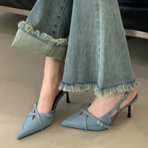 Party Ladies Thin Heels Pumps Shoes Slingbacks, Fashion Pointed Toe Elegant Women High Heels Shoes - Image 6