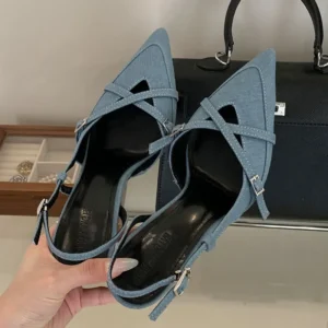 Party Ladies Thin Heels Pumps Shoes Slingbacks, Fashion Pointed Toe Elegant Women High Heels Shoes - Image 3