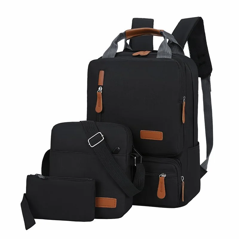 kf-Sdff2041518784f508317cc099973ee07X 3-Piece Men's Waterproof Laptop Backpack Set with USB Charging Port – Large Capacity Multi-Function Computer Bag, Crossbody Shoulder Purse, and Clutch Wallet – Student Schoolbag and Travel Combo - Image 1
