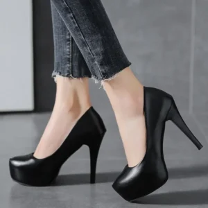 High Heels Women Stiletto Princess Waterproof Platform Super Pumps Single Work Shoes Black Woman's Wedding Shoes - Image 2