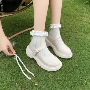 Women's Luxury Beaded Mary Jane Leather Shoes Spring/Autumn, Fashion Comfortable Elegant Flat Black Walking Shoes - Image 2