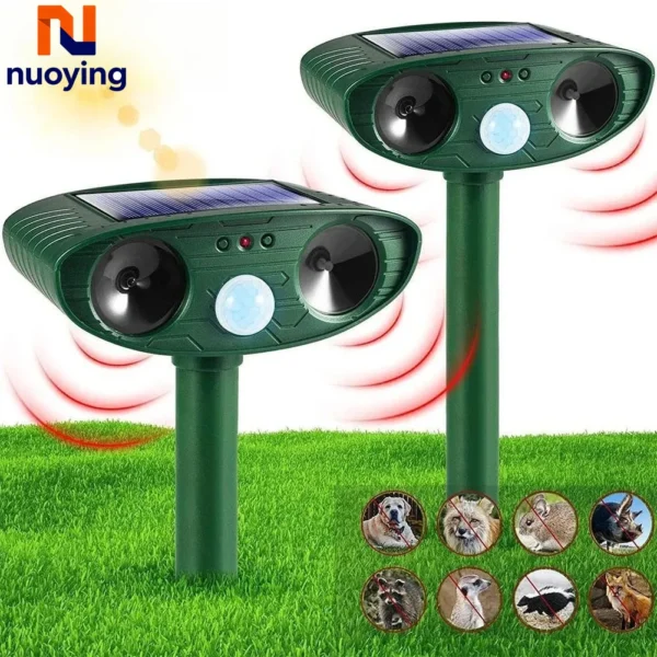 Solar Powered Ultrasonic Pest Repeller | Rechargeable Waterproof Outdoor Animal Deterrent for Cats, Dogs & Wildlife