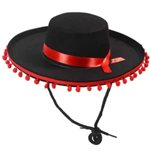 Fuzz Ball Mexican Sombrero Hats Stage Performance Dance Spanish Mexican Hat Costumes Dress Up Wide Brim Spanish-style Hat