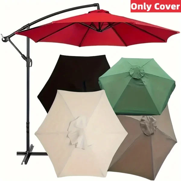 Green Replacement Umbrella Canopy 27m 8 Ribs Waterproof Garden Backyard Pool Cantilever Sunshade 9FT 10FT 6 Ribs 8 Ribs Cover - Image 3