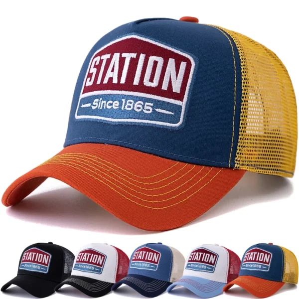 Unisex "STATION" Graphic Trucker Hat | Breathable Summer Mesh Cap