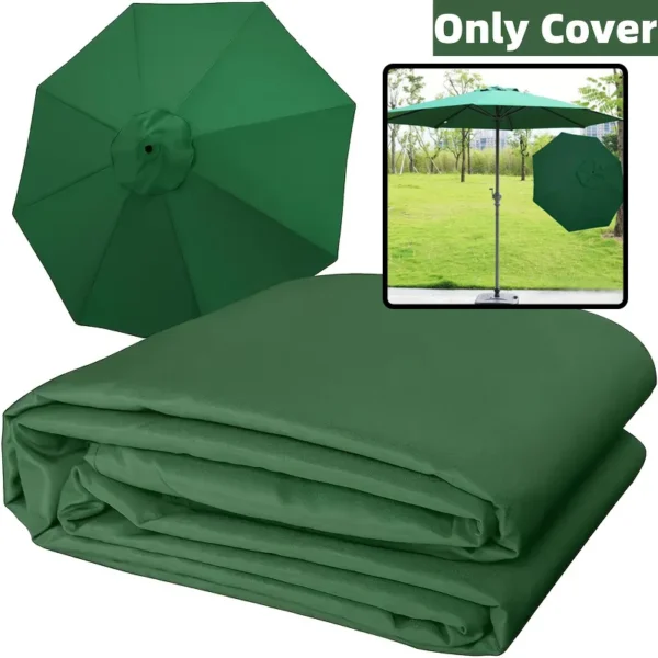 Green Replacement Umbrella Canopy 27m 8 Ribs Waterproof Garden Backyard Pool Cantilever Sunshade 9FT 10FT 6 Ribs 8 Ribs Cover - Image 2