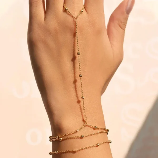 Dainty Hand Chain Bracelet Ring Stainless Handmade Link Chains Connecting Harness Bracelets Hand Jewelry for Women Trendy Gift
